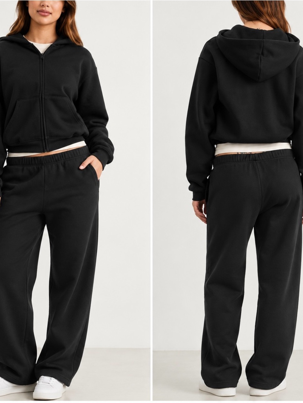 SKIMS Cotton Fleece Classic Zip Up Hoodie Classic Black Athleisure Size XS